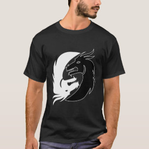 Camiseta Yin Y Yang Black White Asian Fantasy Dragon Mito