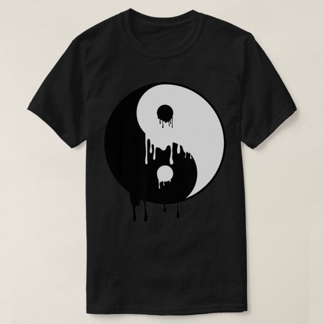 Camiseta Yin Y Yang Black White Paint Melting Drops Brush (Diseño del anverso)
