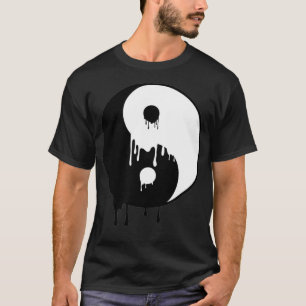 Camiseta Yin Y Yang Black White Paint Melting Drops Brush