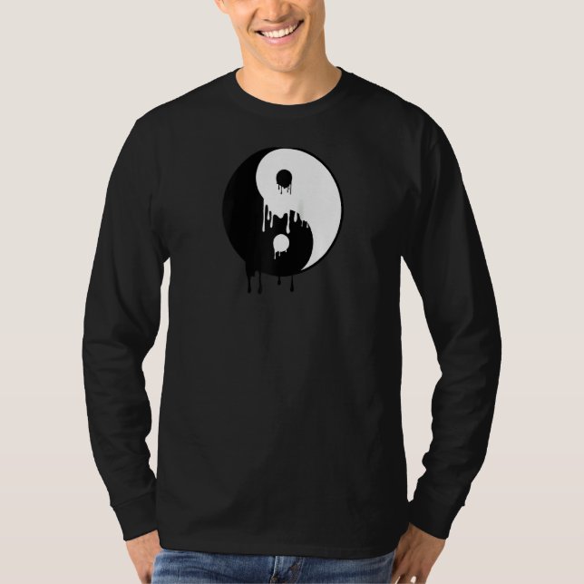 Camiseta Yin Y Yang Black White Paint Melting Drops Brush (Anverso)