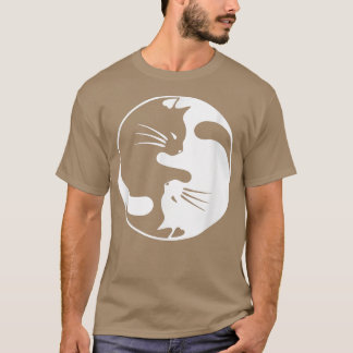 Camiseta Yin y Yang de gato blanco negro para mujeres y pap