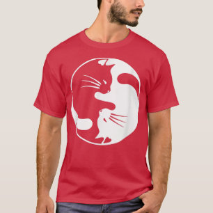 Camiseta Yin y Yang de gato blanco negro para mujeres y pap