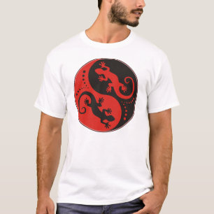 Camiseta YIN y YANG Geckos rojo negro + tu idea