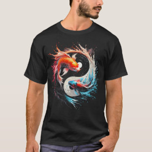 Camiseta Yin Y Yang Japonés Koi Fish Art Gráfico Yinyang
