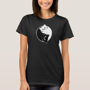 Camiseta Yin Y Yang Mascota Cat Gato Gatos Blancos Negros A