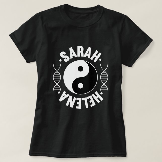 Camiseta Yin y Yang - negro huérfano de Sarah y de Helena (Diseño del anverso)