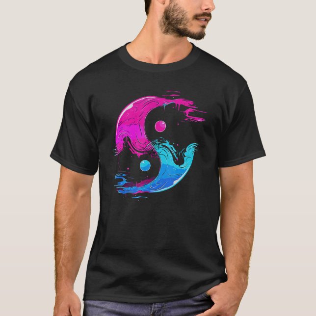 Camiseta Yin y Yang Qi Gong Tai Chi Synthwave Fusion Wate (Anverso)