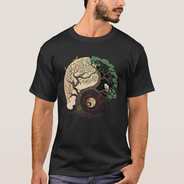 Camiseta Yin Y Yang Tree Balancean La Vida Natural Del Budi (Anverso)
