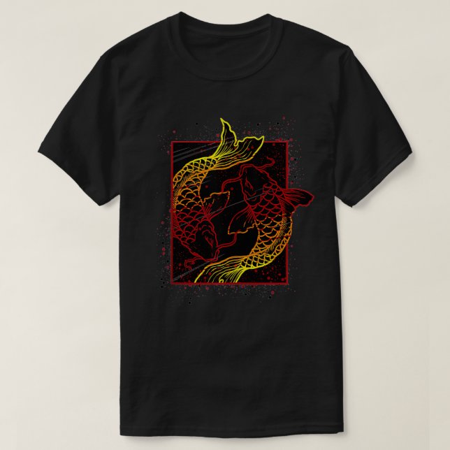Camiseta Yin Yang Asian Koi Fish Tradicionales Japoneses (Diseño del anverso)