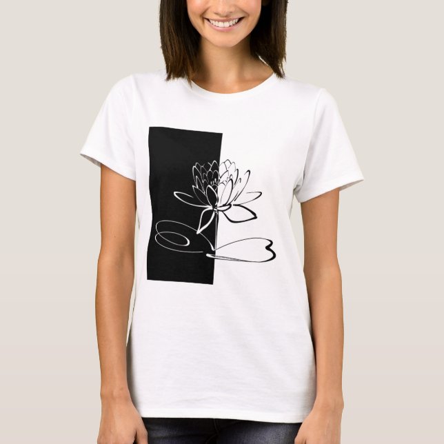 Camiseta Yin Yang Black White Lotus Blossom (Anverso)