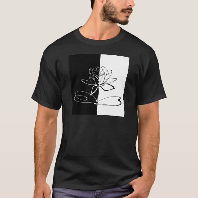 Camiseta Yin Yang Black White Lotus Blossom (Anverso)