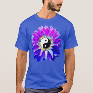 Camiseta Yin Yang Blue Dahlia Flower