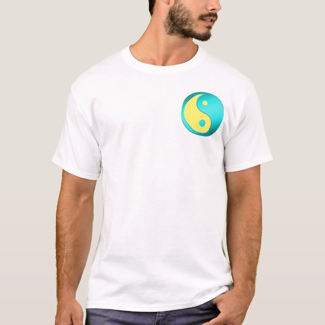 Camiseta Yin-Yang, bolsillo, azul y lt. azul (Anverso)