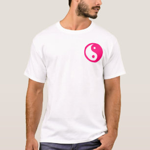Camiseta Yin-Yang, bolsillo, rosa y blanco