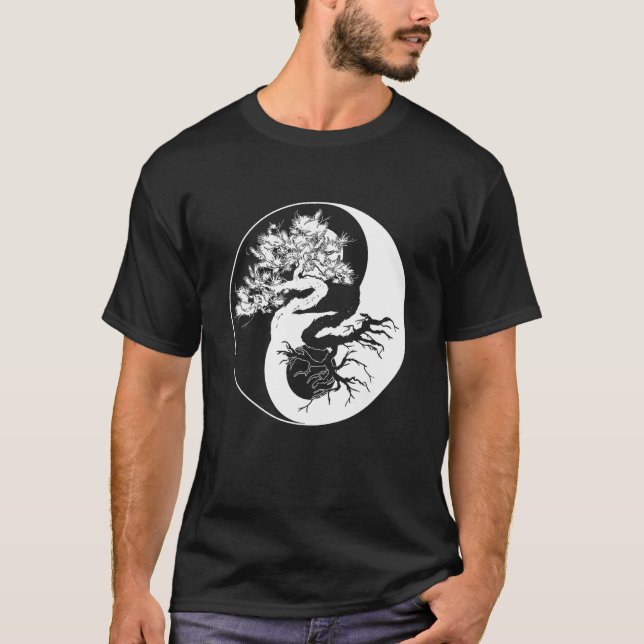 Camiseta Yin Yang Bonsai Tree Budismo japonés Zen (Anverso)