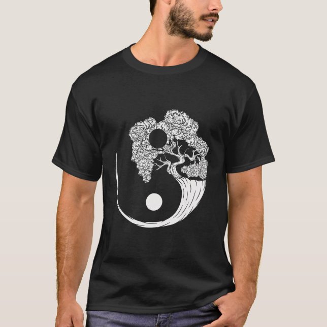 Camiseta Yin Yang Bonsai Tree Japonesa Jardinería Zen Buddh (Anverso)