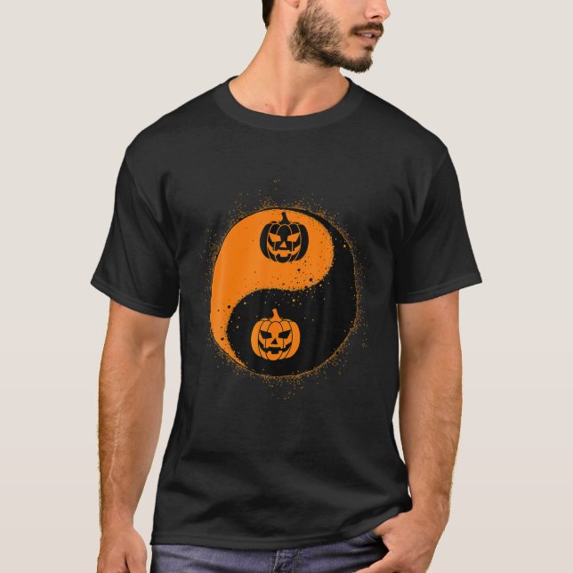 Camiseta Yin Yang Calabaza Artes Marciales Vestir Halloween (Anverso)