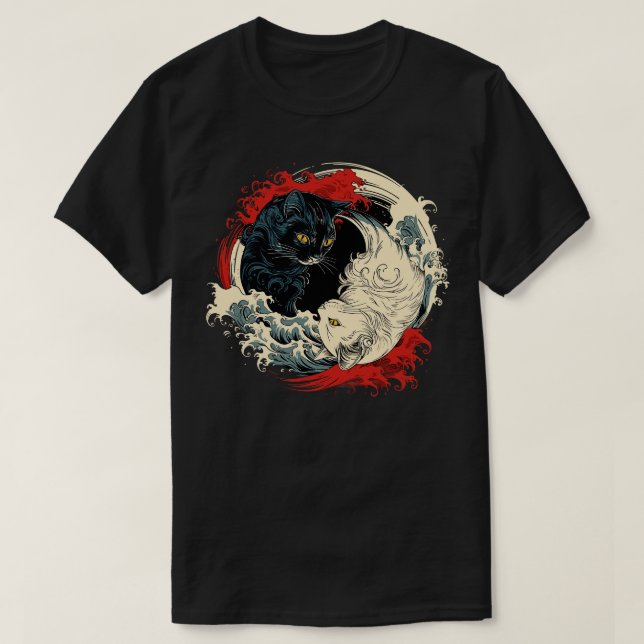Camiseta Yin yang cat (Diseño del anverso)