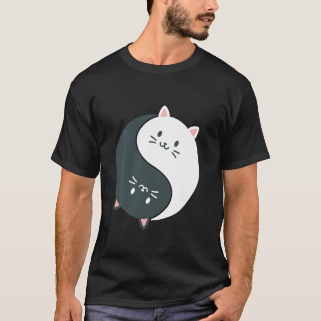 Camiseta Yin Yang Cat Animal Feline Yin Black Cat Yang What (Anverso)