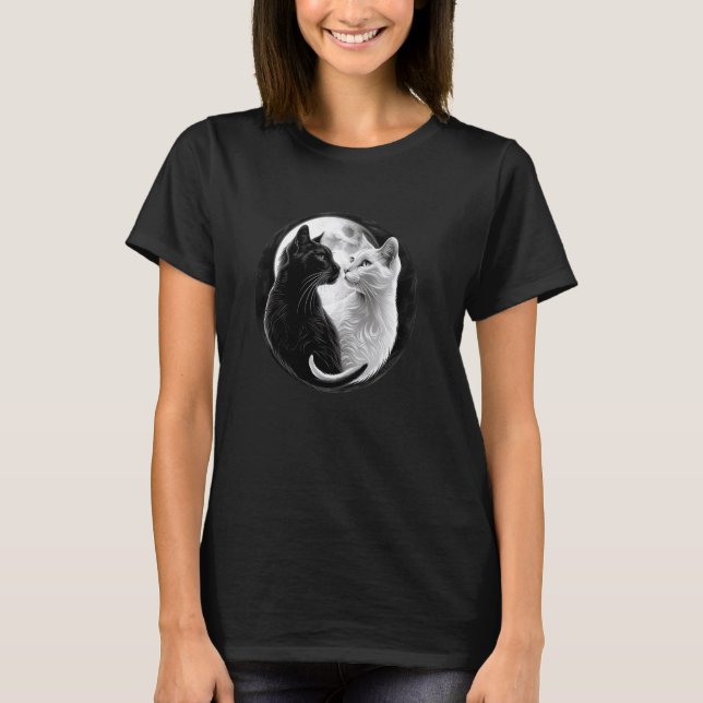 Camiseta Yin Yang Cat Feng Shui Ying Kitten Moonlit Ca (Anverso)