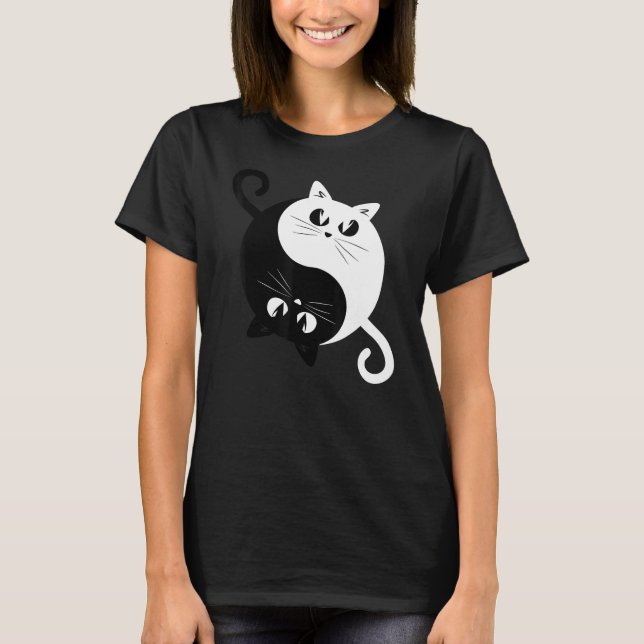 Camiseta Yin Yang Cats Graciosos Gatitos Ricos Ying Yang (Anverso)
