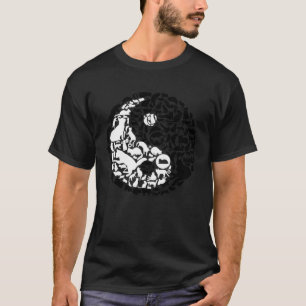 Camiseta Yin Yang Cats Yin Yang Símbolo Ca blanco y negro