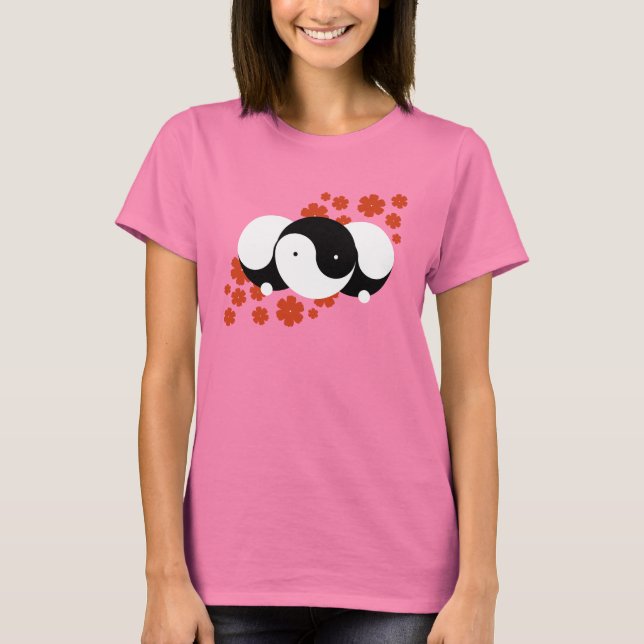 Camiseta Yin-Yang chica flores (Anverso)