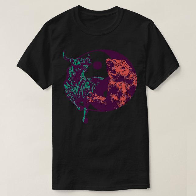 Camiseta Yin Yang con cotización de acciones de toro de oso (Diseño del anverso)