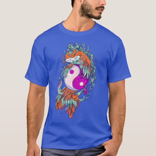 Camiseta Yin Yang con peces rojos de Koi (Anverso)