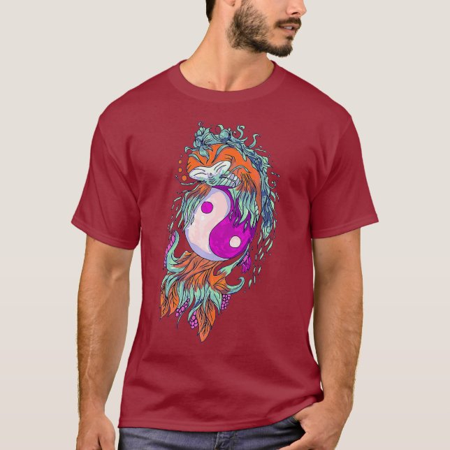 Camiseta Yin Yang con Red Koi Fish Premium (Anverso)