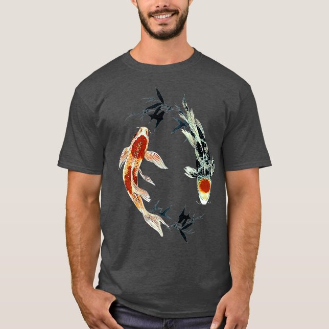 Camiseta yin yang de peces koi con té de bambú Premium (Anverso)