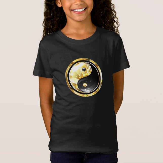 Camiseta Yin Yang dorado en negro (Anverso)