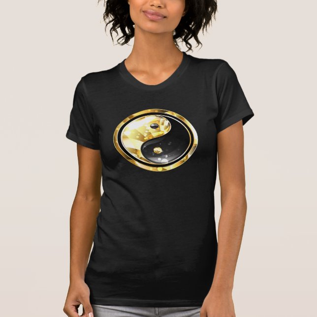 Camiseta Yin Yang dorado en negro (Anverso)