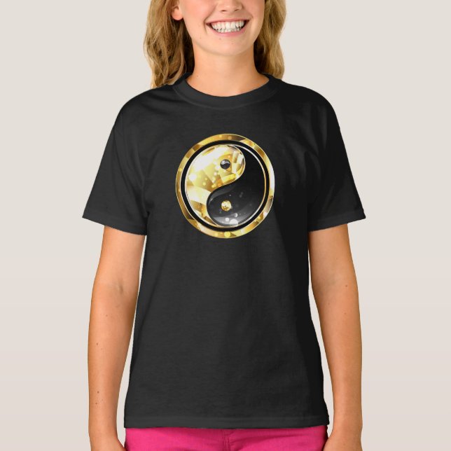Camiseta Yin Yang dorado en negro (Anverso)