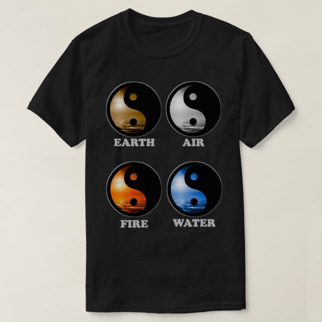 Camiseta Yin Yang Elements negro (Diseño del anverso)