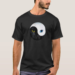 Camiseta Yin Yang Face Cat Meditación Yoga Negro Y Blanco
