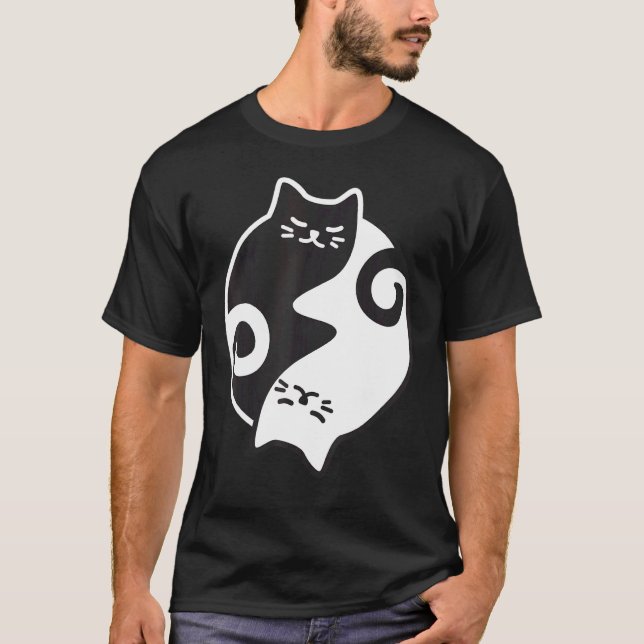 Camiseta Yin Yang Gato Yoga Meditación Ejercicio de entrena (Anverso)