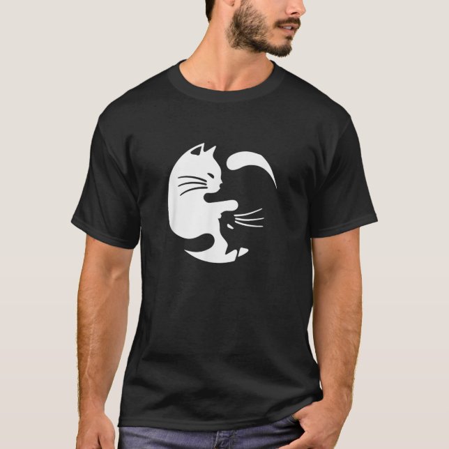 Camiseta Yin Yang Gatos Yoga Peace Lover Cat Lover Grap (Anverso)