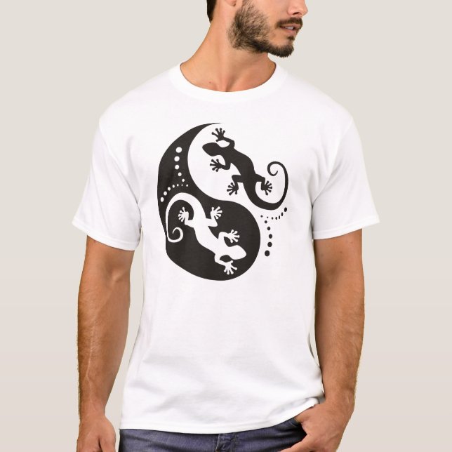 Camiseta YIN & YANG Geckos negro + tu idea (Anverso)