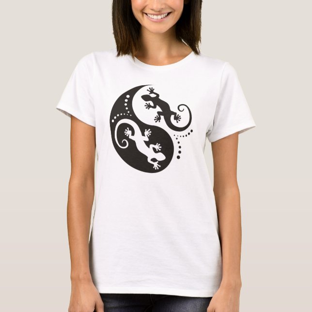 Camiseta YIN & YANG Geckos negro + tu idea (Anverso)