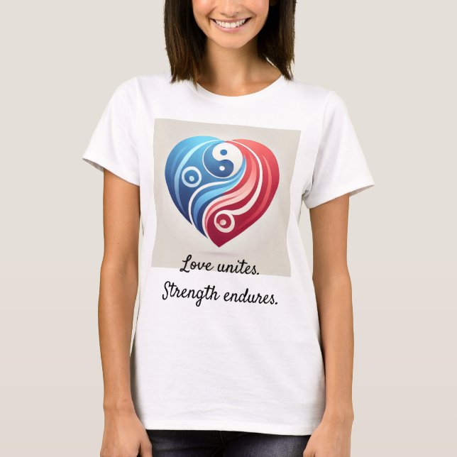Camiseta Yin Yang Heart - El amor se une, la fuerza perdura (Anverso)