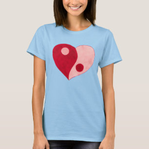 Camiseta Yin Yang Heart (Rojo/Rosa)