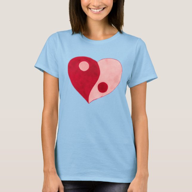 Camiseta Yin Yang Heart (Rojo/Rosa) (Anverso)