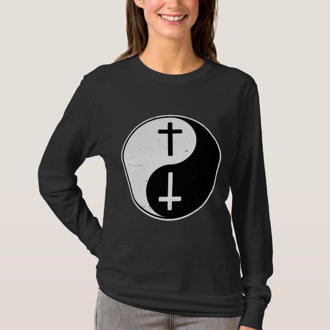 Camiseta Yin Yang Jesus Cruz cristiana Budista Zhen (Anverso)