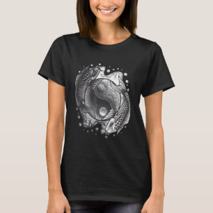 Camiseta Yin Yang Koi Carp Blanco negro