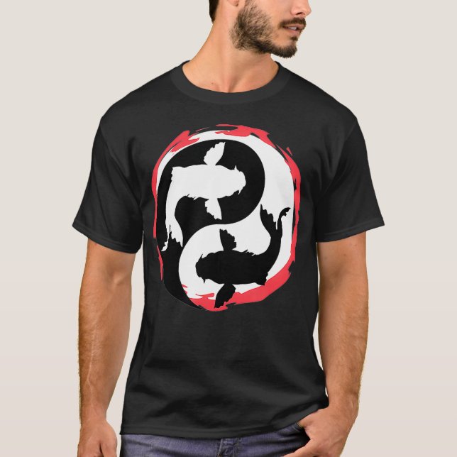 Camiseta Yin Yang Koi Fish Love Good Lucky Japanese Art (Anverso)