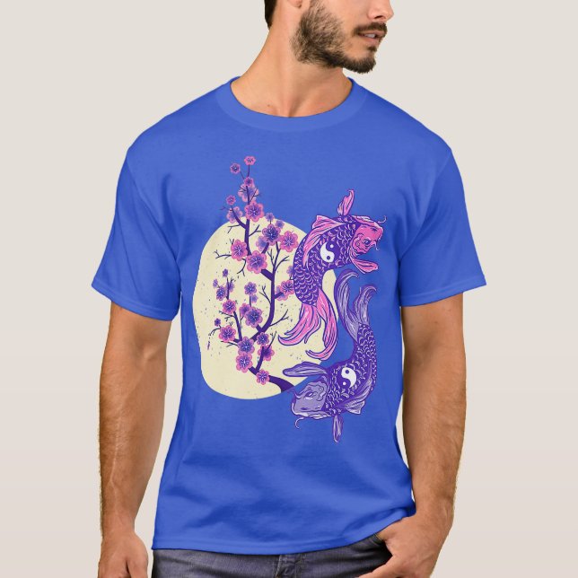 CAMISETA YIN YANG KOI PESCA CON CHERRY BLOSSOM (Anverso)