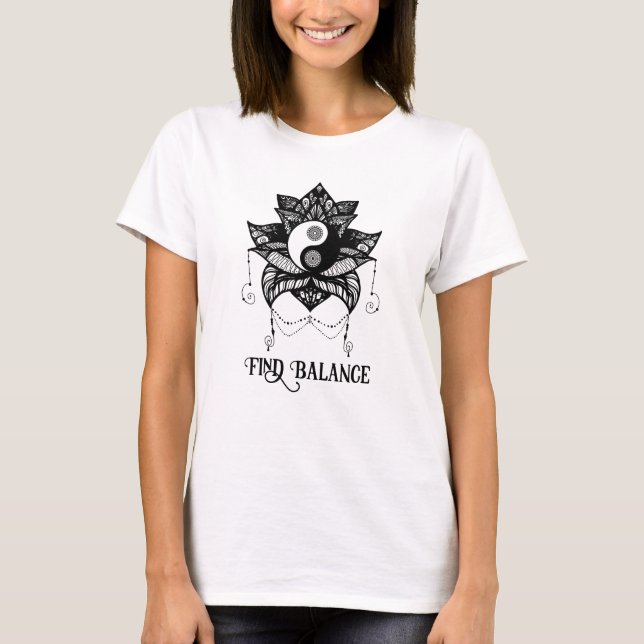 Camiseta Yin Yang Lotus Find Balance Design (Anverso)