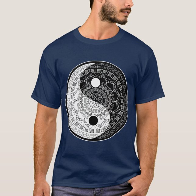 Camiseta Yin Yang Mandala Geometría Sagrada (Anverso)