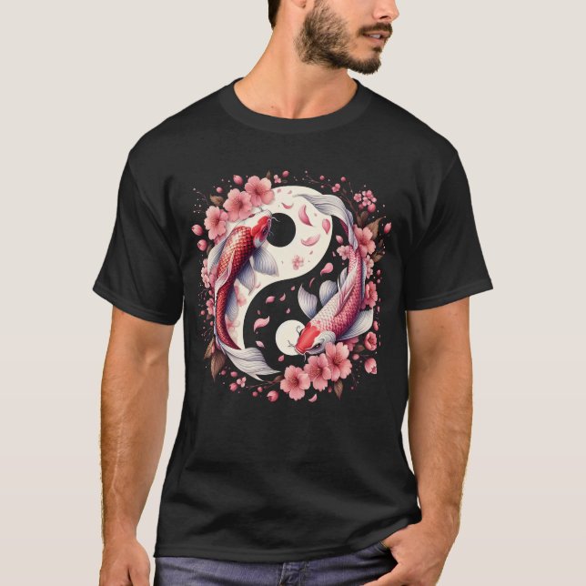 Camiseta Yin Yang Nishikigoi Carp Fish Nishikigoi Cherry (Anverso)